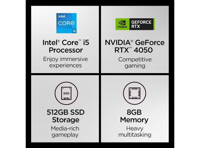 Lenovo LOQ Essential – AI-Powered Student Gaming Laptop - Intel® Core™i5-12450HX - 15.6" FHD IPS Display – 144Hz Refresh Rate – NVIDIA® GeForce RTX™ 4050 – 8GB Memory – 512GB SSD Storage – Luna Grey