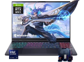 Acer Predator Helios Neo 16S AI Gaming Laptop, Intel Ultra 9 275HX, NVIDIA RTX 5070Ti, 12gigabytes GDDR7, 16" 2.5K OLED 240Hz 500nits Display, 64GB DDR5 RAM, 4TB SSD, Win11 Pro, 4-Zone RGB Keyboard